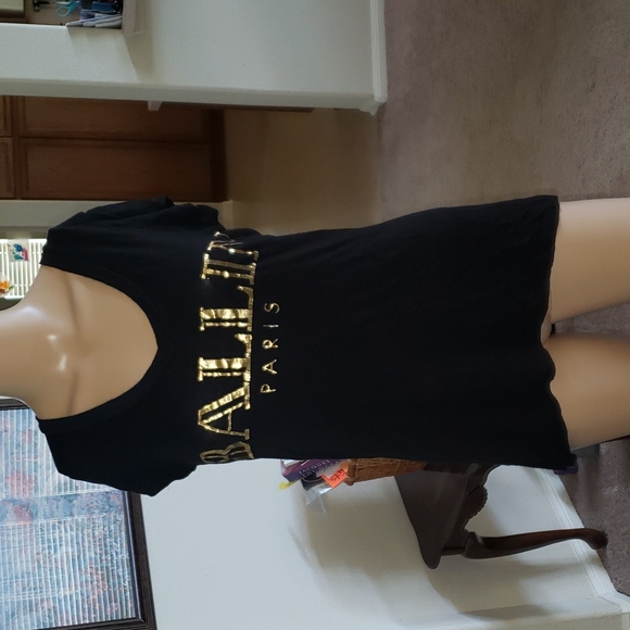 "Ballin Paris" xs cap sleeve back shredded cut outs - Picture 2 of 5
